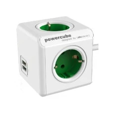 ALLOCACOC PowerCube Extended USB 4xSchuko + dual USB, kabl duž.1.5m, zelena