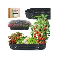 CHOMIK Bastenska zardjinjera za povrce i cvece 180 x 90 x 30 cm, ovalna, antracit