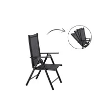 CHOMIK Sklopiva baštenska stolica od aluminijuma crna TIH3507