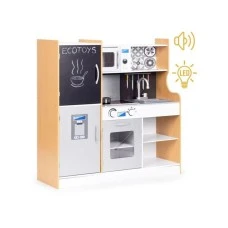 ECO TOYS Decija kuhinja sa zvukom i LED tablom za pisanje, metalni dodaci, MDF, 3+ godine,