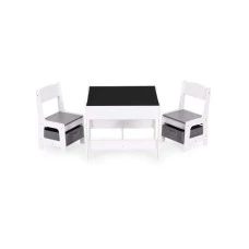 ECO TOYS Dečiji set sto i 2 stolice sa tablom za pisanje White