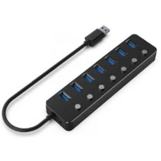 GEMBIRD UHB-U3P7P-01 Gembird 7-port USB 3.1 (Gen 1) hub with switches, black GEMBIRD UHB-U3P7P-01 Gembird 7-port USB 3.1 (Gen 1) hub with switches, black