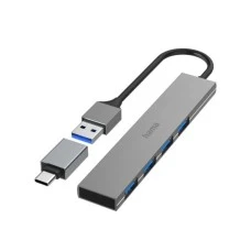 HAMA USB Hub 4 porta, USB 3.2, 5 Gbit/s+ USB-C adapter ultra tanak 200141