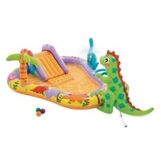 INTEX Dečiji bazen na naduvavanje sa vodenim parkom sa toboganom, fontanom i dinosaurima 56139