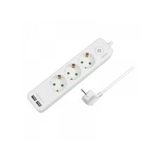 LOGILINK Produžni kabl 3 mesta, 2 USB, prekidač, 1.5m, beli (4782)