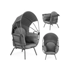 ModernHome Baštenska fotelja sa sklopivim baldahinom Grey ModernHome Baštenska fotelja sa sklopivim baldahinom Grey