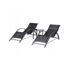 ModernHome Set od 2 ležaljke za baštu sa stolom Black