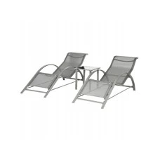 ModernHome Set od 2 ležaljke za baštu sa stolom Gray