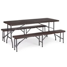 ModernHome Sklopivi sto 180cm + 2 klupe braon (SZK180B2PCBK180) ModernHome Sklopivi sto 180cm + 2 klupe braon (SZK180B2PCBK180)