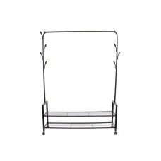 ModernHome Stalak za odecu sa dve police za obucu i tockicima ModernHome Stalak za odecu sa dve police za obucu i tockicima