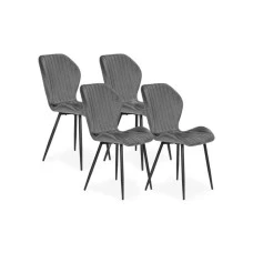 ModernHome Trpezarijske stolice set 4 kom Velour siva ModernHome Trpezarijske stolice set 4 kom Velour siva