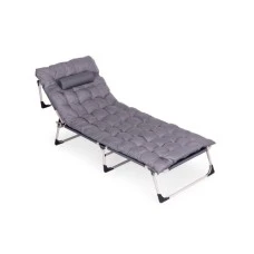 MultiGarden Sklopiva baštenska ležaljka za pecanje sa dušekom i jastukom, siva