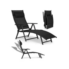 MultiGarden Sklopiva baštenska ležaljka za plažu sa podesivim naslonom i čeličnim ramom, Black