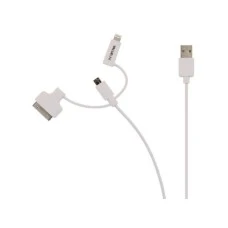 NEDIS VLMP39410W1.00 3 u 1 Sync and Charge Cable USB-A Male - Micro B Male 1.00 m White + 30-Pin Doc