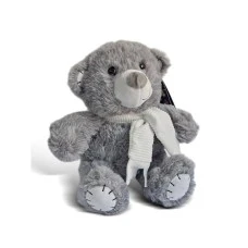 PERTINI Plišani sivi meda sa belim šalom 22cm