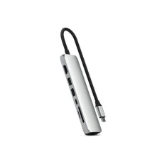SATECHI 7-in-1 USB-C Slim Multiport Adapter with Ethernet - Silver SATECHI 7-in-1 USB-C Slim Multiport Adapter with Ethernet - Silver