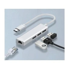 VELTEH Type C HUB 4 u 1 RJ45 100M LAN + 3*USB 2.0