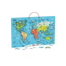 VIGA Drvena magnetna puzzle mapa sveta/piši briši tabla