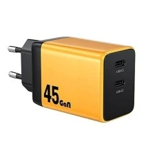 WEKOME WP-U33 Super brzi Strujni GaN Punjač, 2-porta USB (2 x 3.1 tipC) 45W, žuti